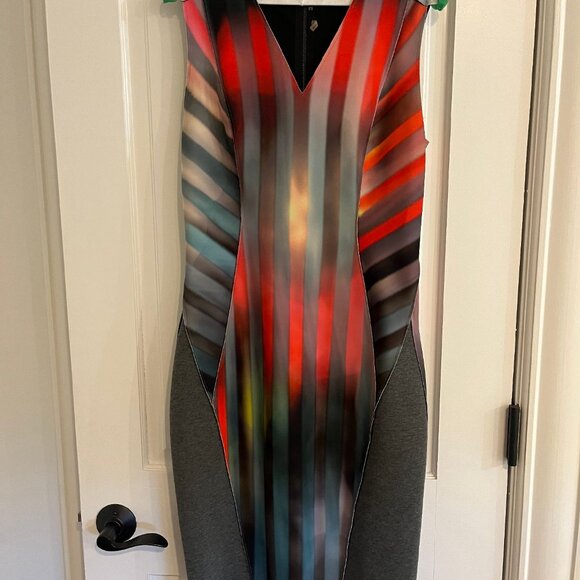Elie Tahara Dress, size 6 (fits like an 8) multicolored, grey panel sides - Picture 2 of 5